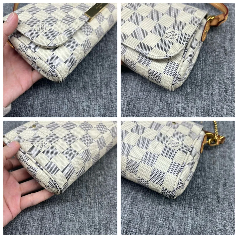 Auth Louis Vuitton Favorite MM White Damier Azur Shoulder Bag 835-110524 - Picture 10 of 16